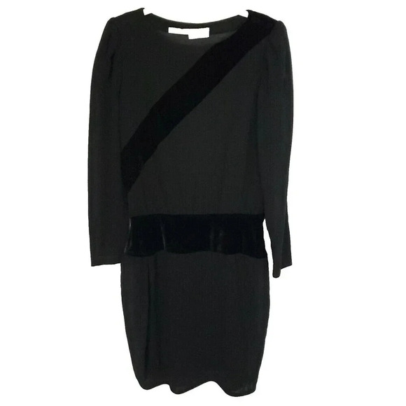 Valentino Dresses & Skirts - Valentino Boutique Vintage Dress Black Sz 38 US 4 Velvet & Wool Long Sleeves